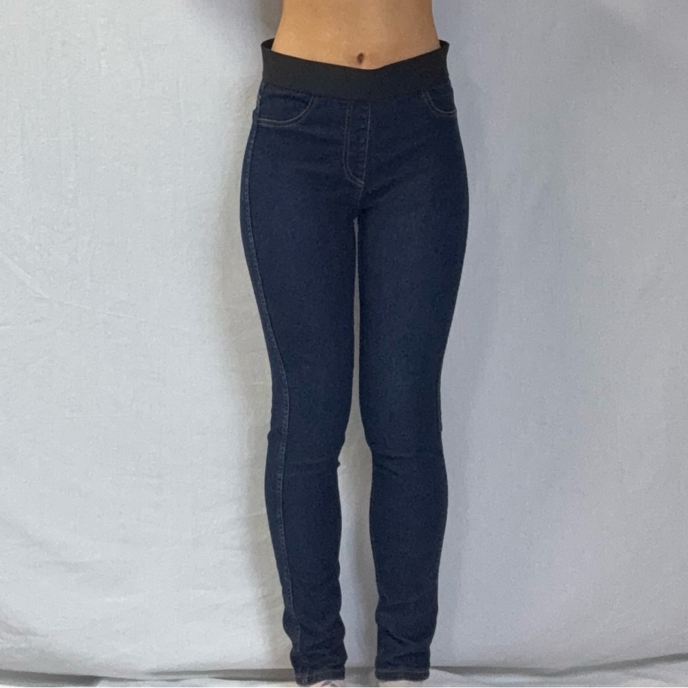 Women's Dark Blue Stretch Skinny Jeans - Elastic Waist